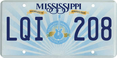 MS license plate LQI208