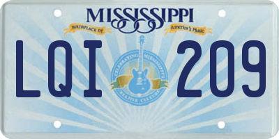 MS license plate LQI209