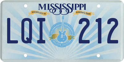 MS license plate LQI212