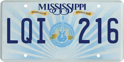 MS license plate LQI216