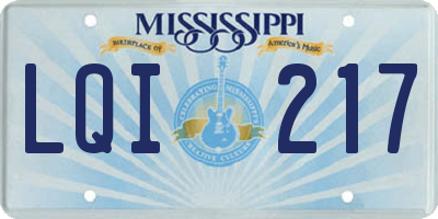 MS license plate LQI217