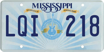 MS license plate LQI218