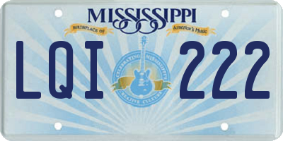MS license plate LQI222