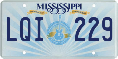 MS license plate LQI229