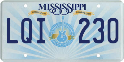 MS license plate LQI230