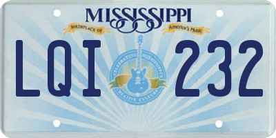 MS license plate LQI232
