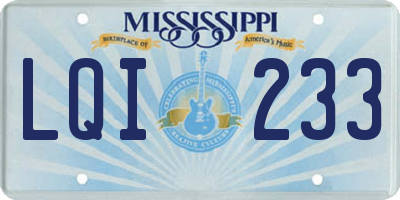 MS license plate LQI233