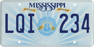 MS license plate LQI234