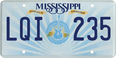 MS license plate LQI235