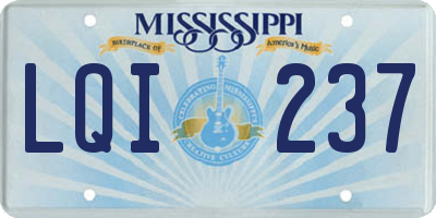 MS license plate LQI237