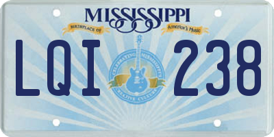MS license plate LQI238