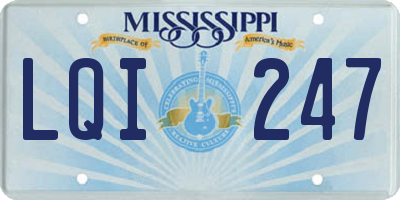 MS license plate LQI247