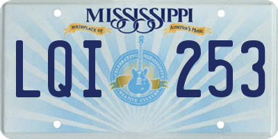 MS license plate LQI253