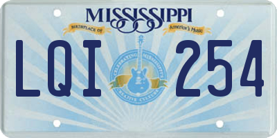 MS license plate LQI254
