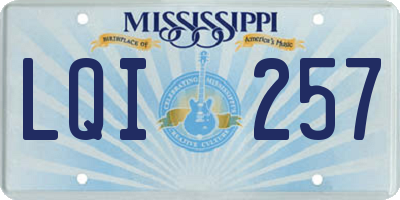 MS license plate LQI257