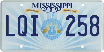 MS license plate LQI258