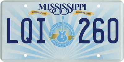 MS license plate LQI260