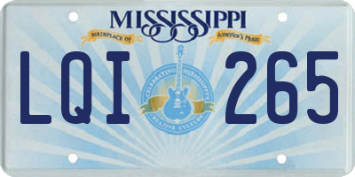 MS license plate LQI265