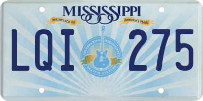 MS license plate LQI275