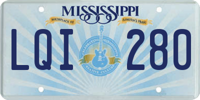 MS license plate LQI280