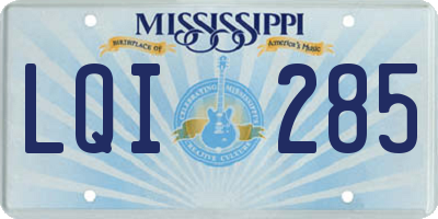 MS license plate LQI285