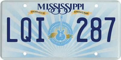 MS license plate LQI287