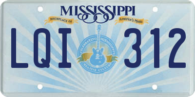 MS license plate LQI312