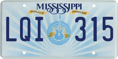 MS license plate LQI315