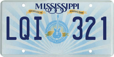 MS license plate LQI321