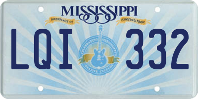 MS license plate LQI332