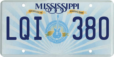 MS license plate LQI380