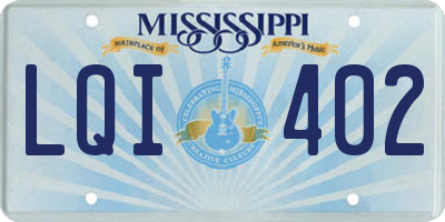 MS license plate LQI402
