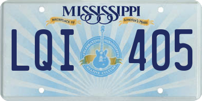 MS license plate LQI405