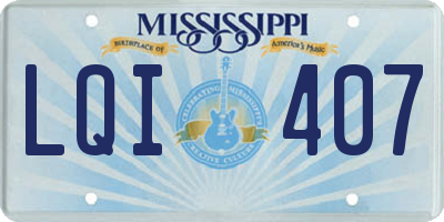 MS license plate LQI407