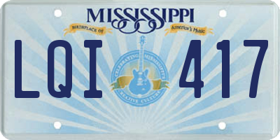 MS license plate LQI417