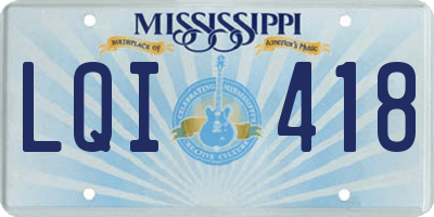 MS license plate LQI418