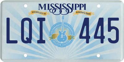 MS license plate LQI445