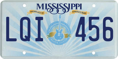 MS license plate LQI456