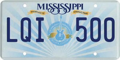 MS license plate LQI500