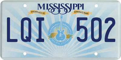 MS license plate LQI502