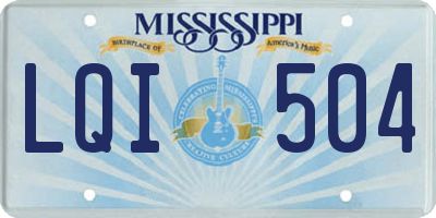 MS license plate LQI504