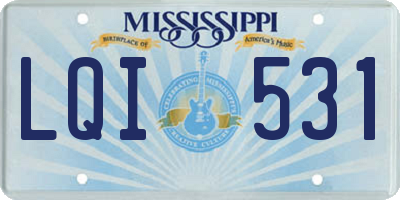 MS license plate LQI531