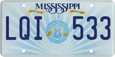 MS license plate LQI533
