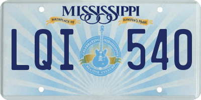 MS license plate LQI540