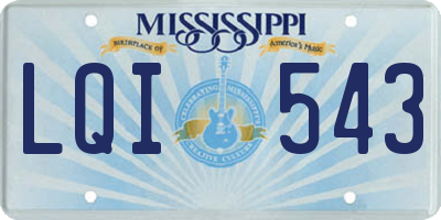 MS license plate LQI543