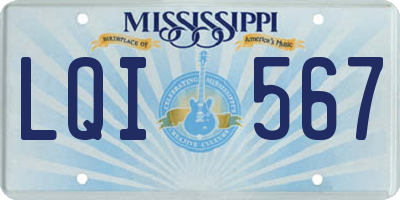 MS license plate LQI567