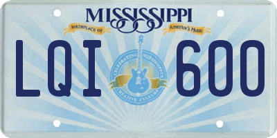 MS license plate LQI600