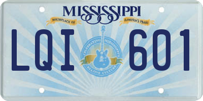 MS license plate LQI601