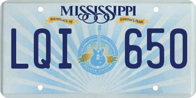 MS license plate LQI650