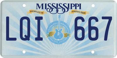 MS license plate LQI667